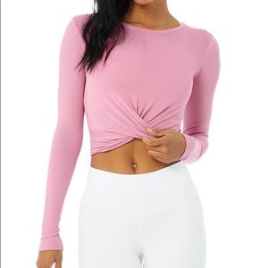 Alo Macaron Pink Cover Long Sleeve Tee